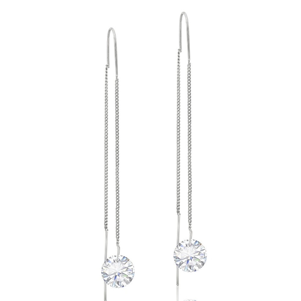 Zaxie Silver CZ Threader Drop Earrings, NWT